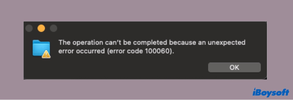Error code 100060 on Mac