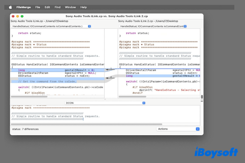 FileMergeでファイルを比較する