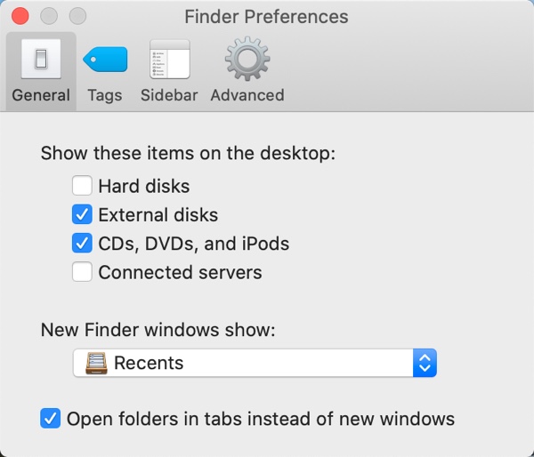 afficher un disque dur sur le bureau Mac