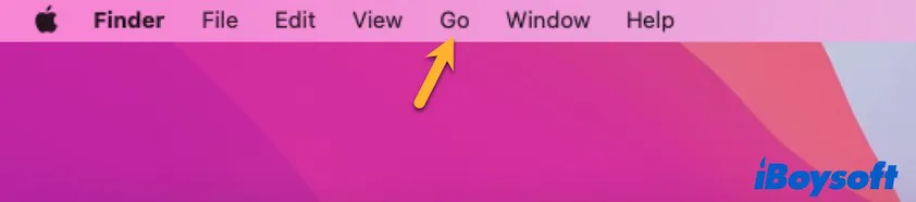 Finder Go menu on Mac 