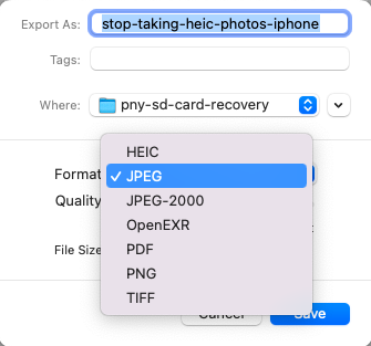 How to convert HEIC to JPEG or PNG using Preview