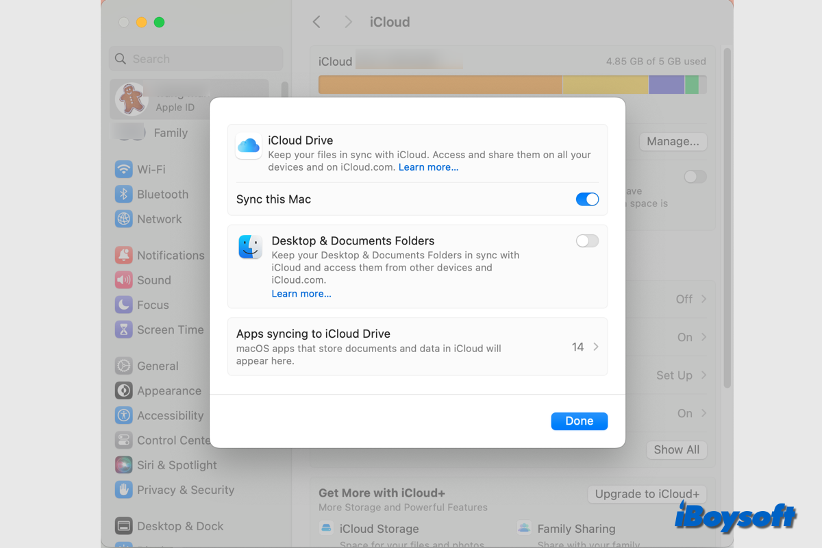 icloud drive bureau et documents