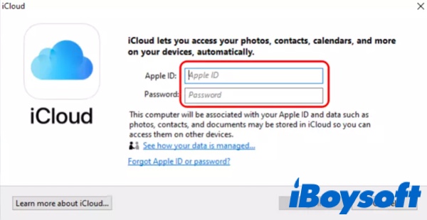 sign in iCloud for Windows