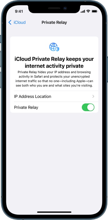 turn on iCloud Private Relay on iOS or iPadOS