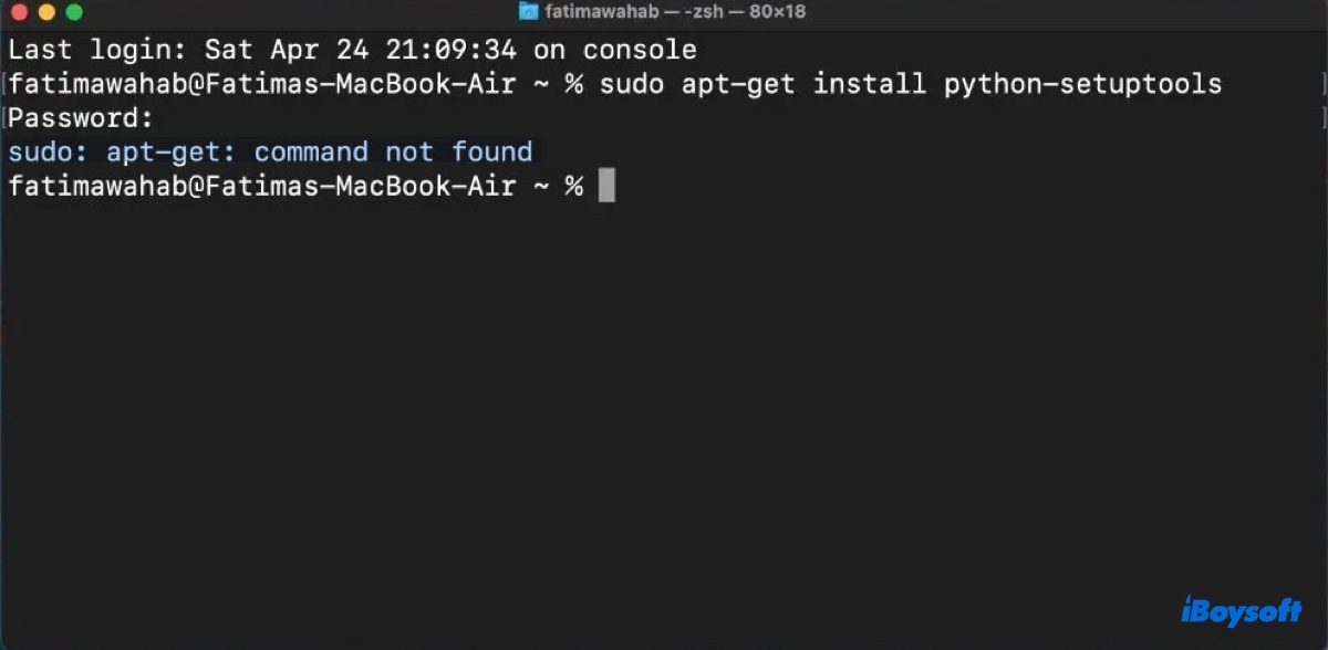 El error que muestra apt get command not found en Mac