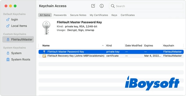 remove Institutional Recovery Key