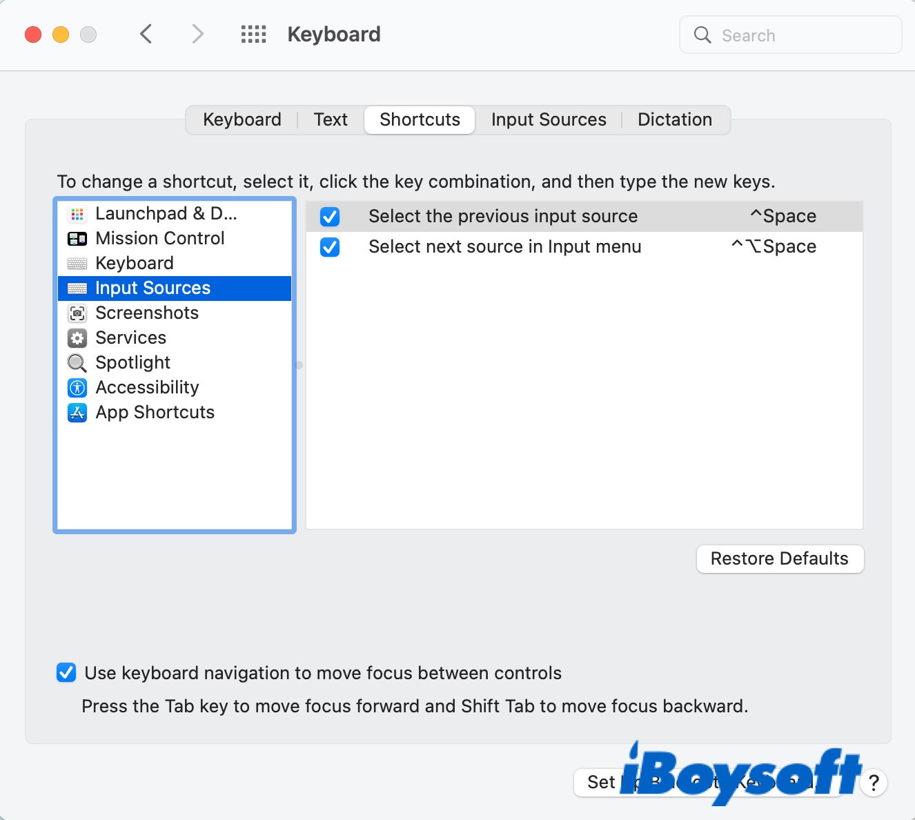 Change keyboard layout using shortcuts on Mac