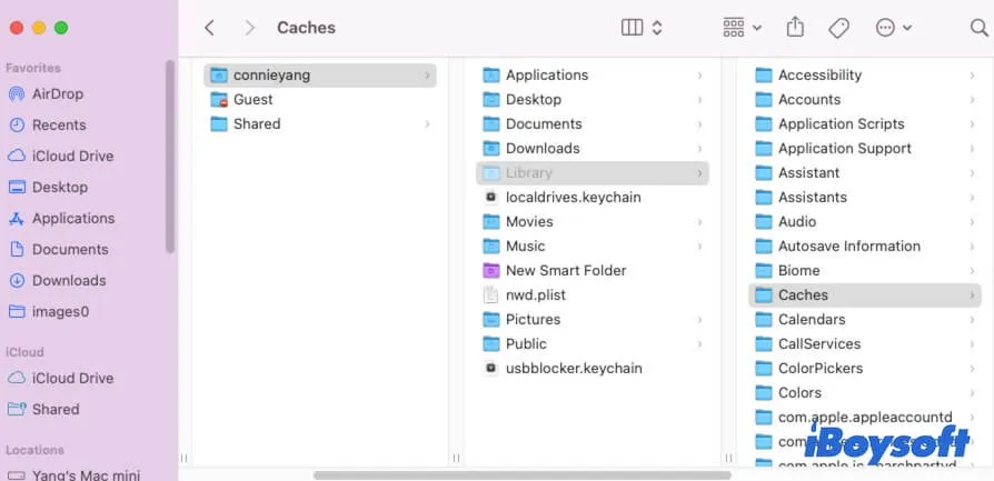 Dossier caches sur Mac