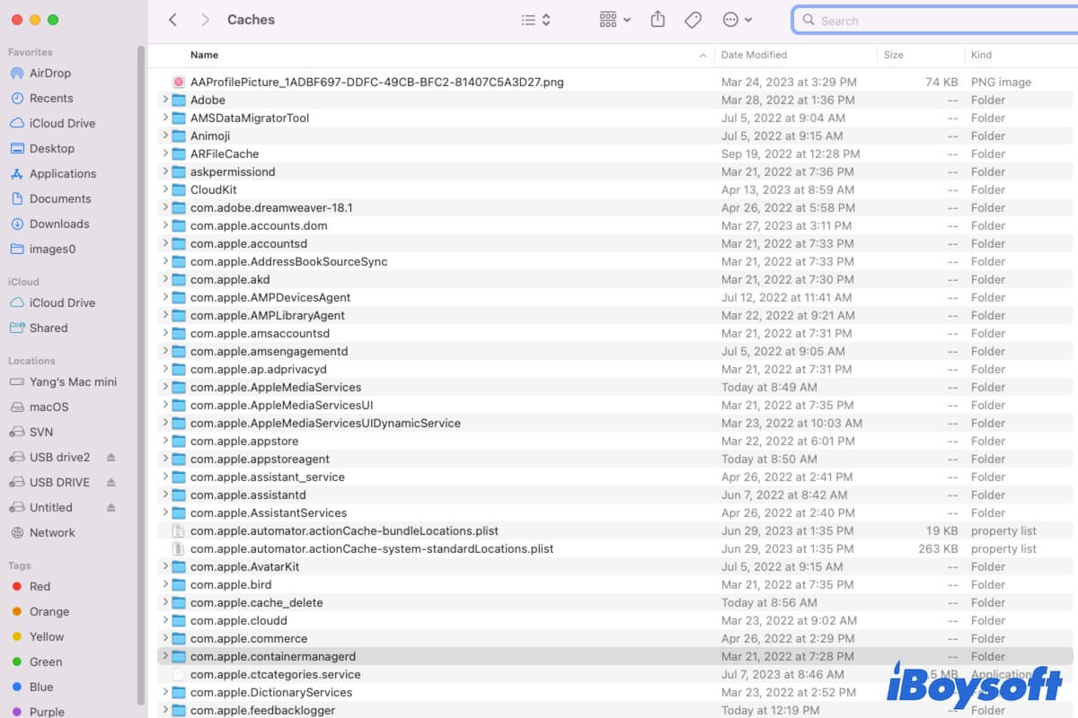 Library Caches folder on Mac