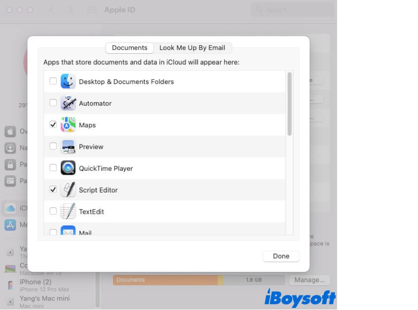 disable Documents folder in iCloud