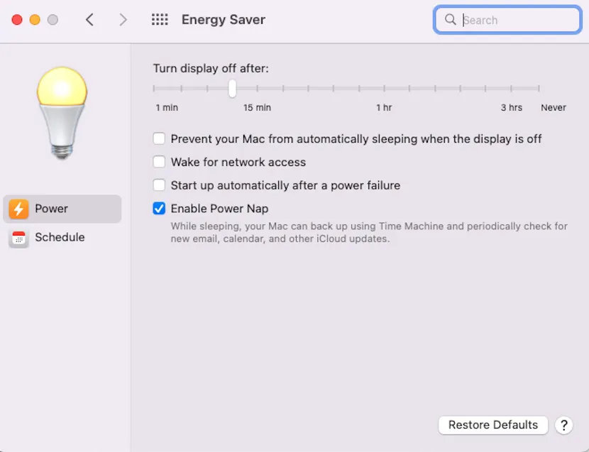 Energy Saver Mac desktop