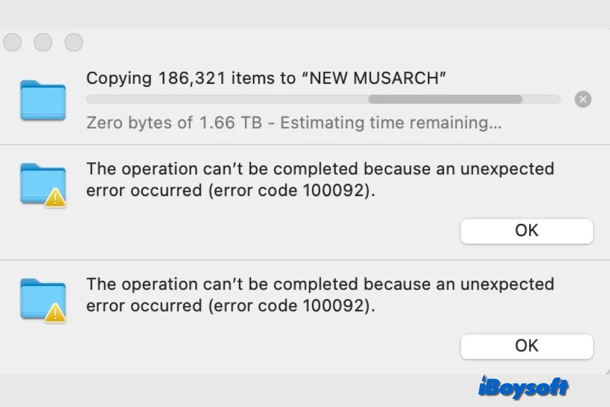 código de erro do mac 100092