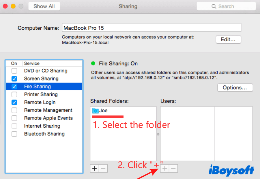 share a folder to the specific user on Mac