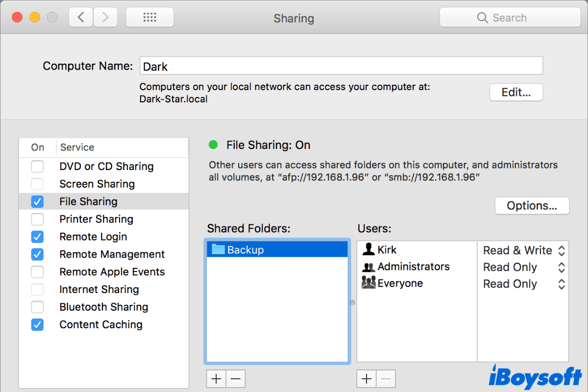 How to set a shared folder on Mac?