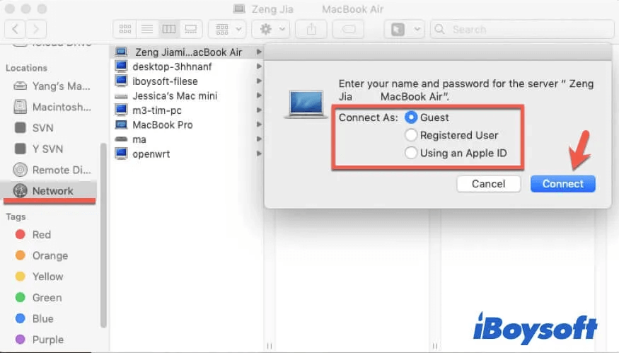 use File Sharing to share files between Macs