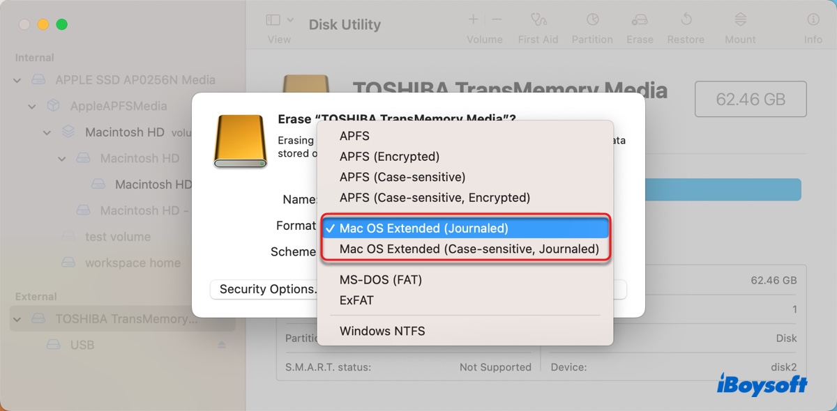 Mac OS Extended Journaled in Disk Utility on macOS Big Sur and later