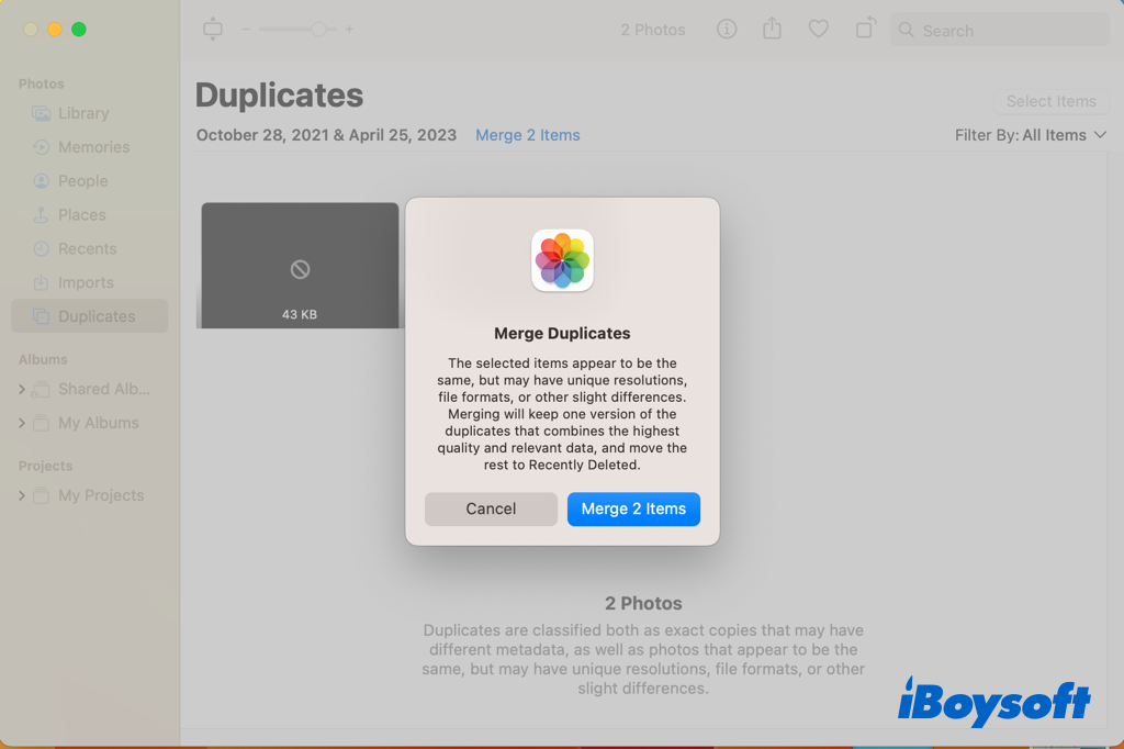 Duplikatfotos auf Mac zusammenführen