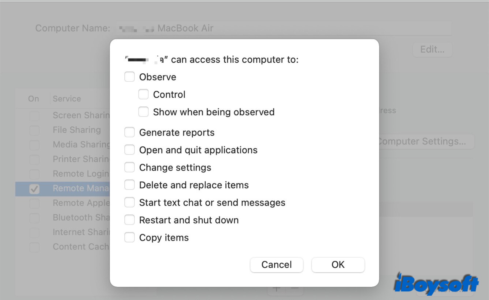 remote management on Mac