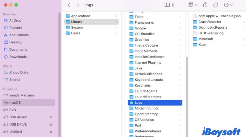 registros de aplicaciones del sistema en Mac