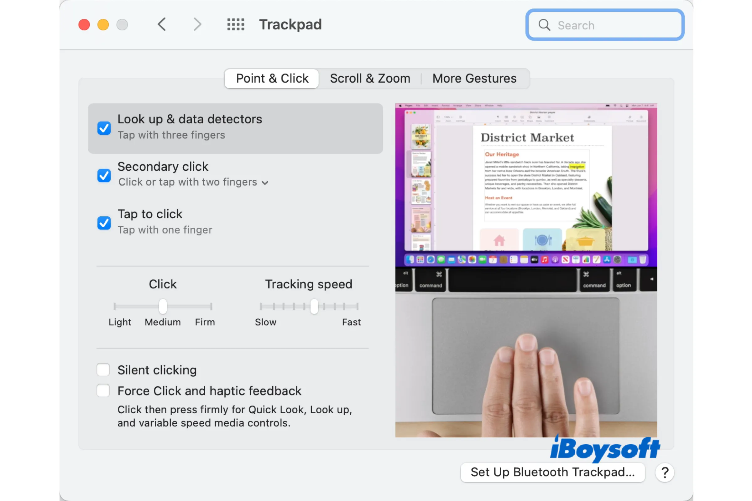 configurações do trackpad no mac