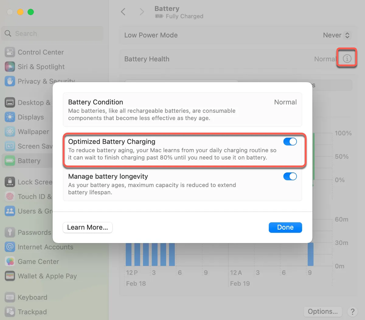 How to turn off charging on hold on macOS Ventura or later