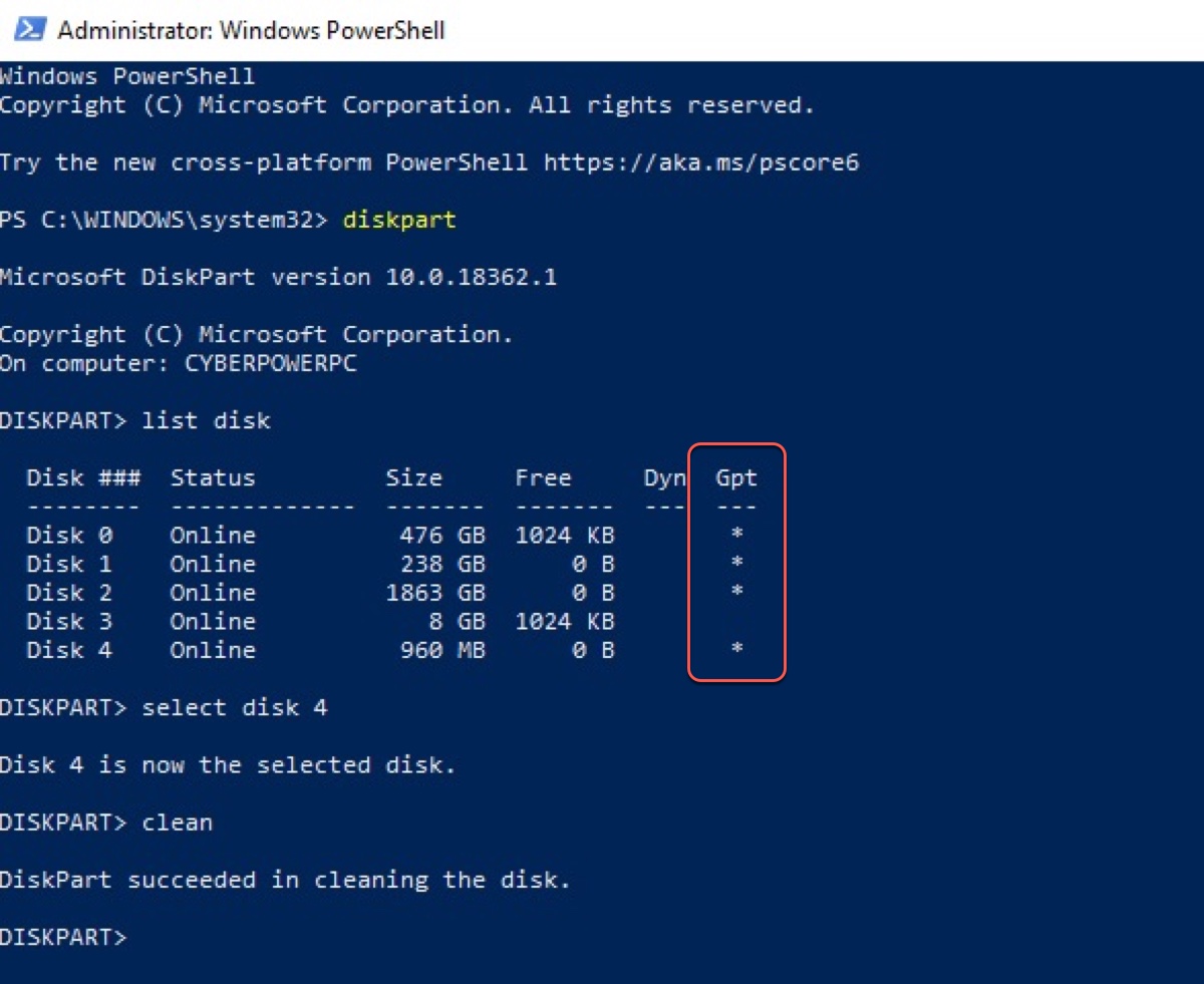 Check if your drive is MBR or GPT in Command Prompt