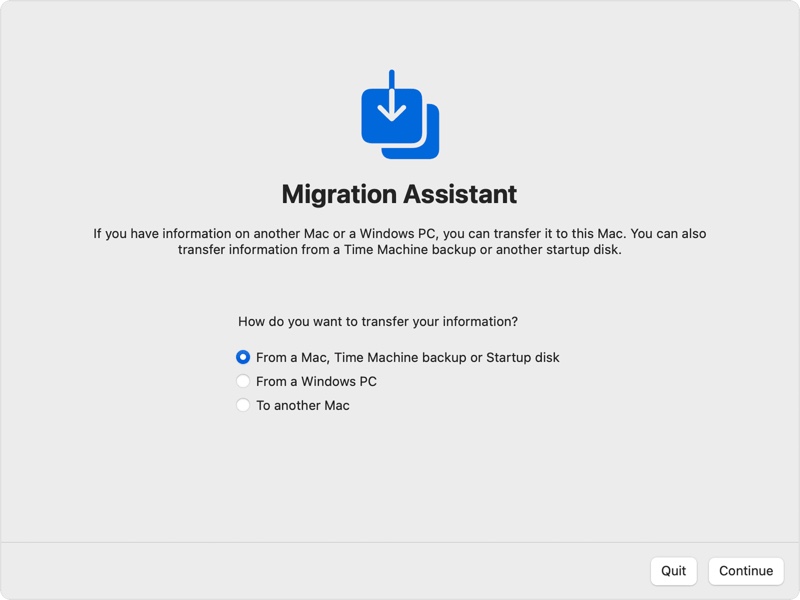 use Migration Assistant to transfer files from Mac to Mac