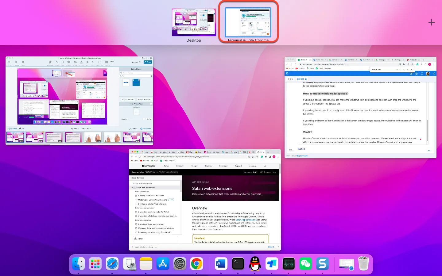 drag windows to full screen windows and then become Split View
