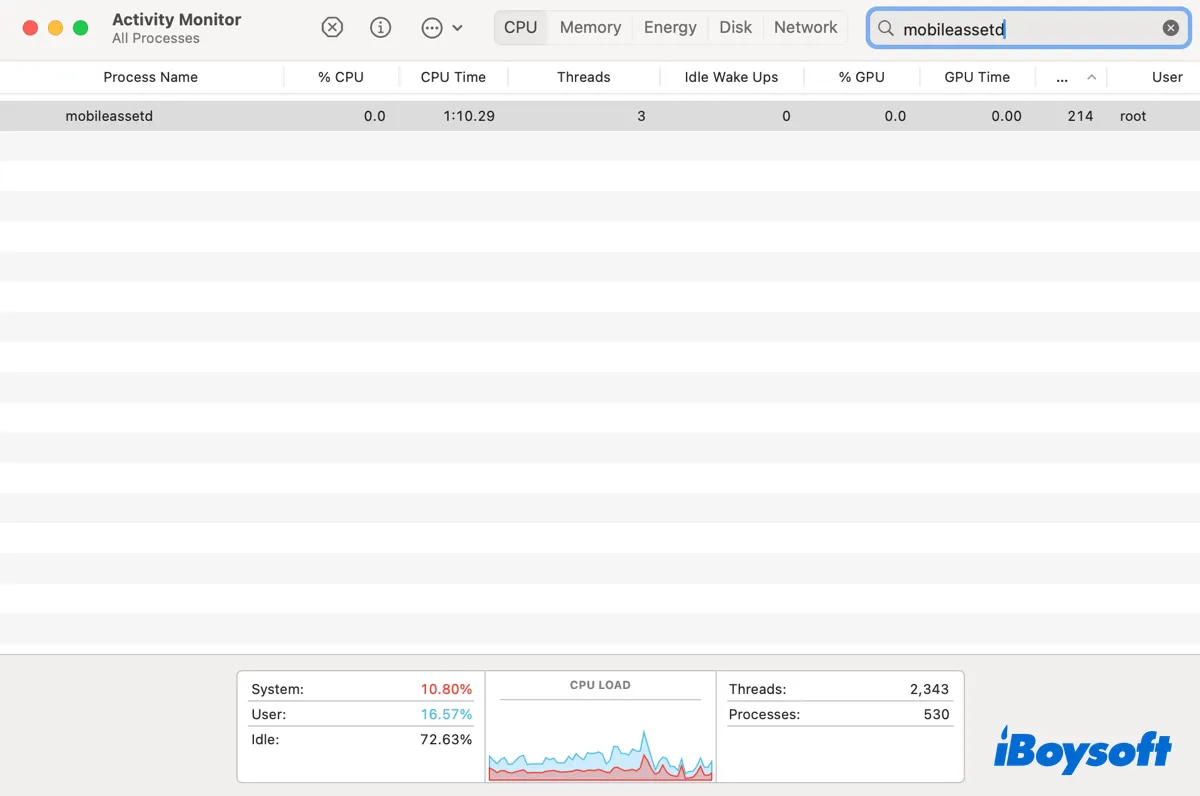 processo macOS mobileassetd