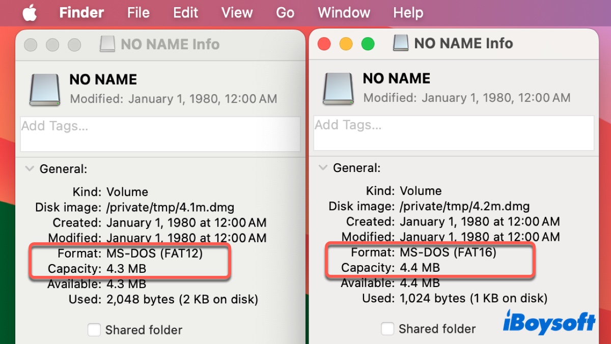 MS DOS FAT12 und FAT16 auf dem Mac