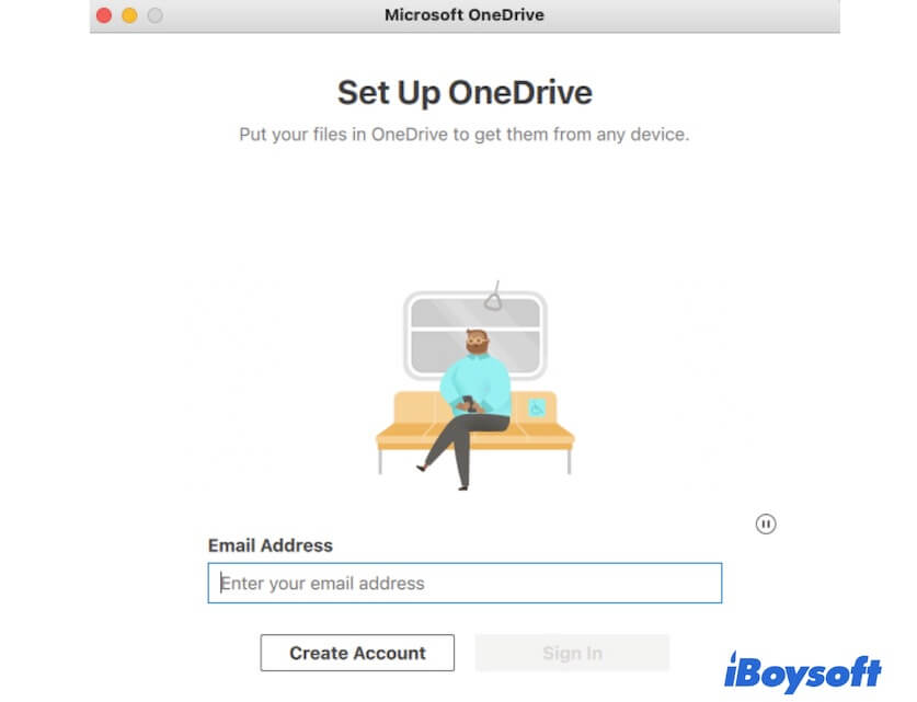 fazer login no OneDrive no Mac