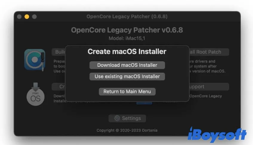 Utilisation de OpenCore Legacy Patcher