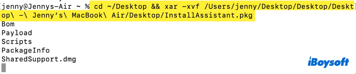 How to extract pkg file in Mac Terminal