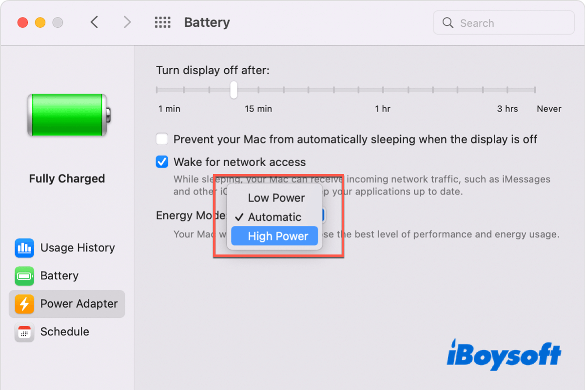 power mode on Mac