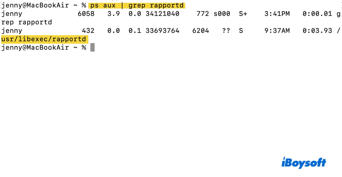 How to check if rapportd is a legitimate macOS process