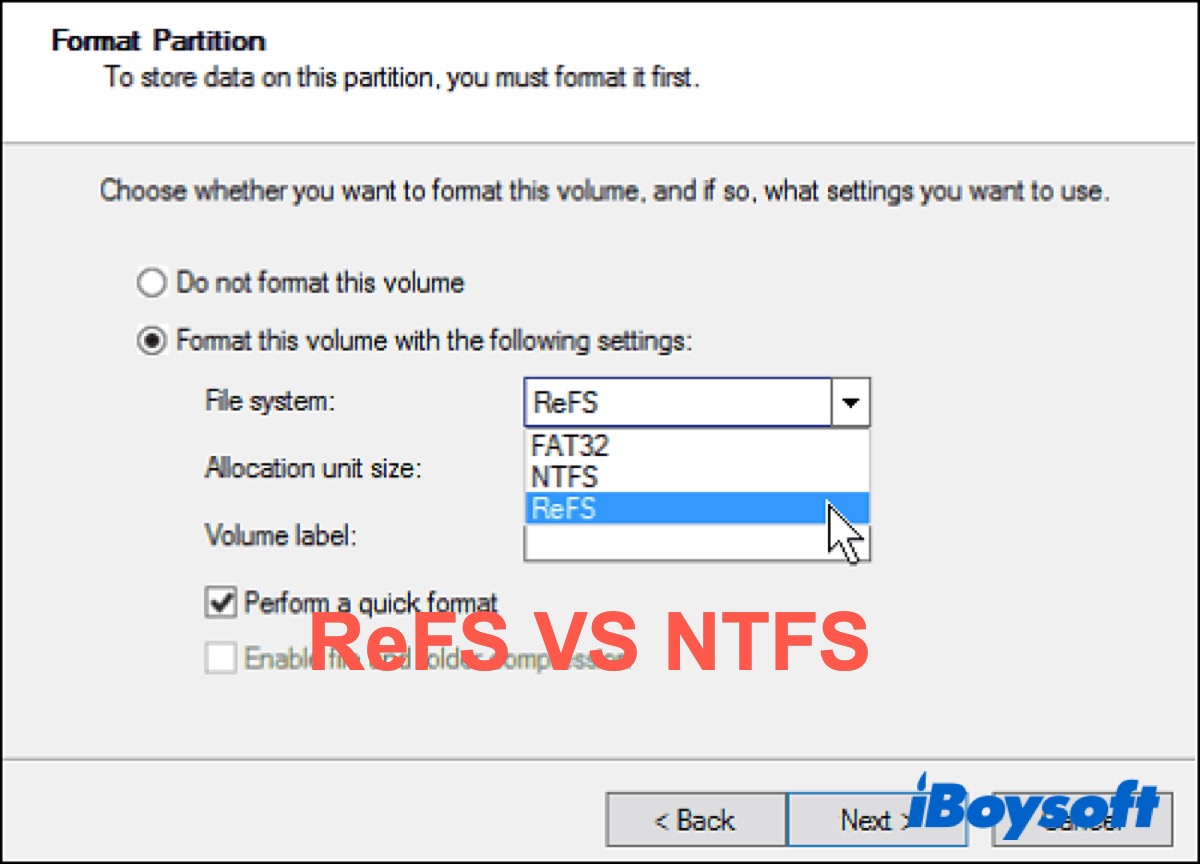 ReFS versus NTFS