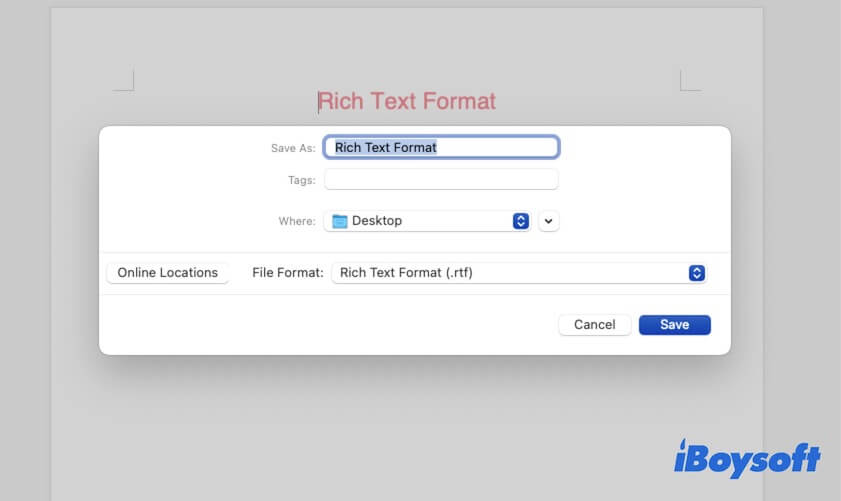 Rich Text Formatファイルを作成