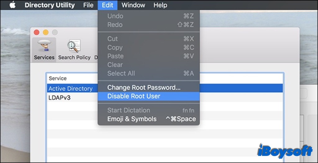disable root user on Mac