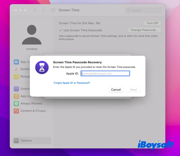 recover Screen Time passcode on Mac 