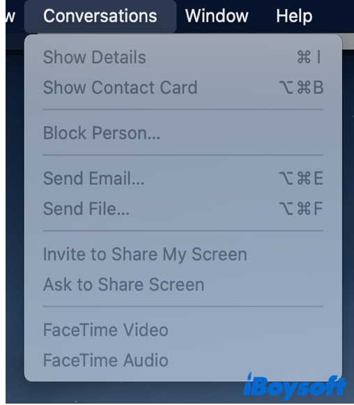 screen share on Mac using Message