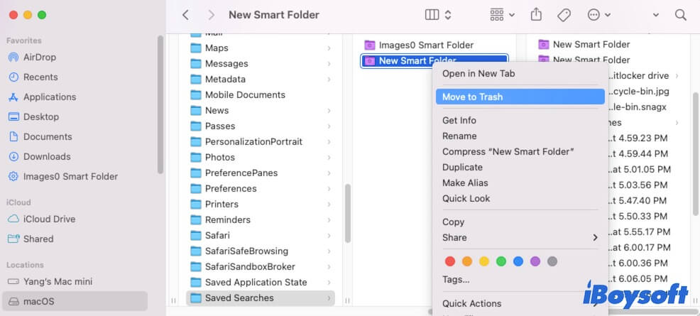 excluir o Smart Folder no Mac