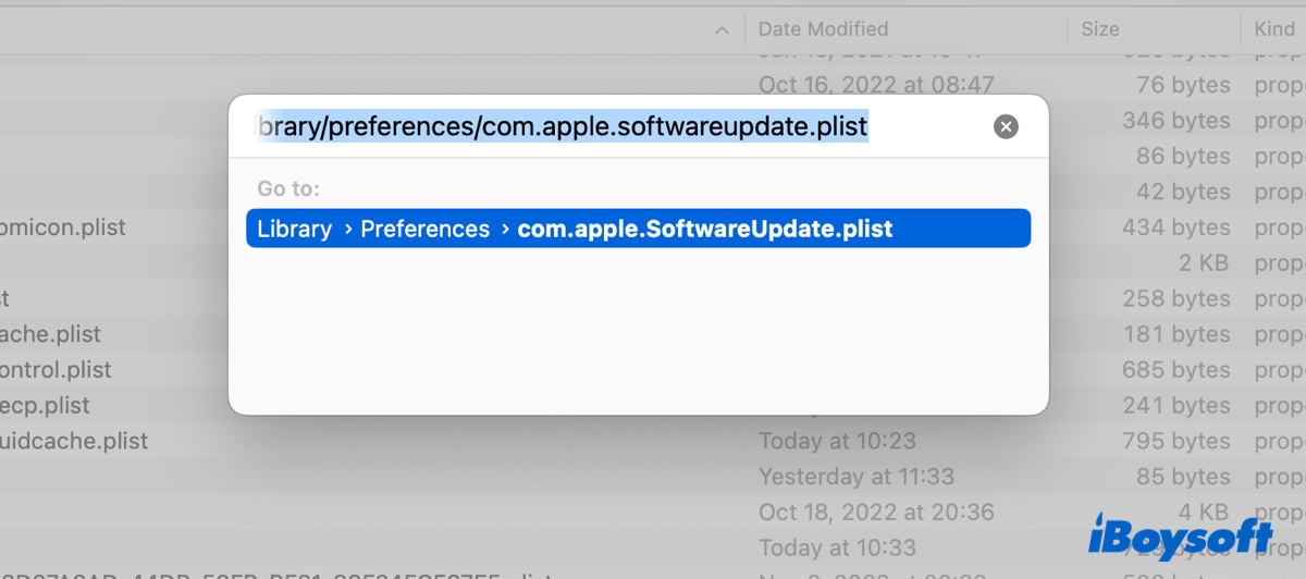 locate com apple softwareupdate plist file
