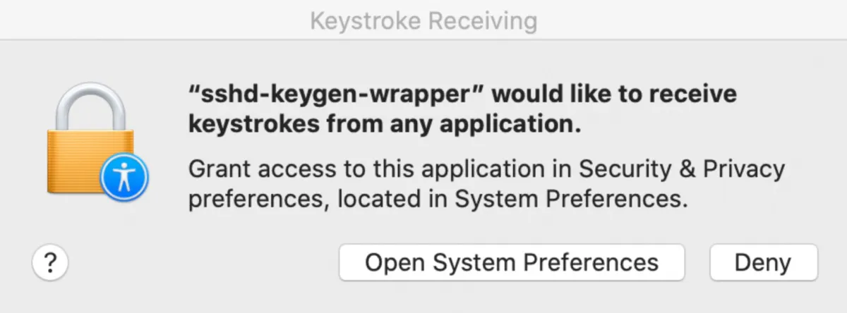 sshd keygen wrapper would like to receive keystroke