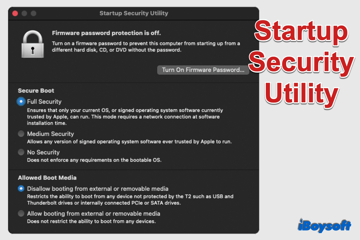 startup security utility on Mac