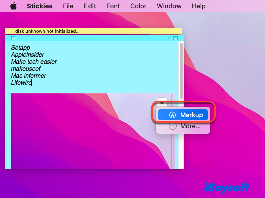 add a picture or PDF file to sticky note for Mac