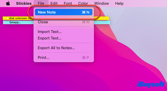 create a sticky note on Mac