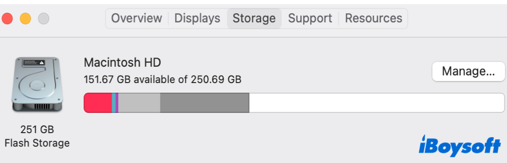 check storage in about this Mac