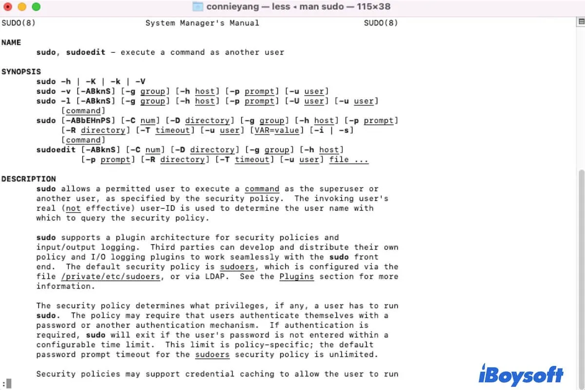 mac os sudo command