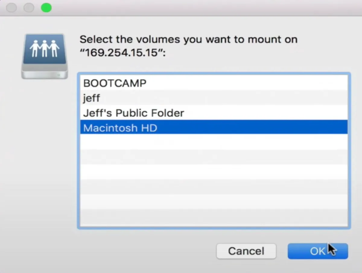 Mount the volume of another Mac on your Mac