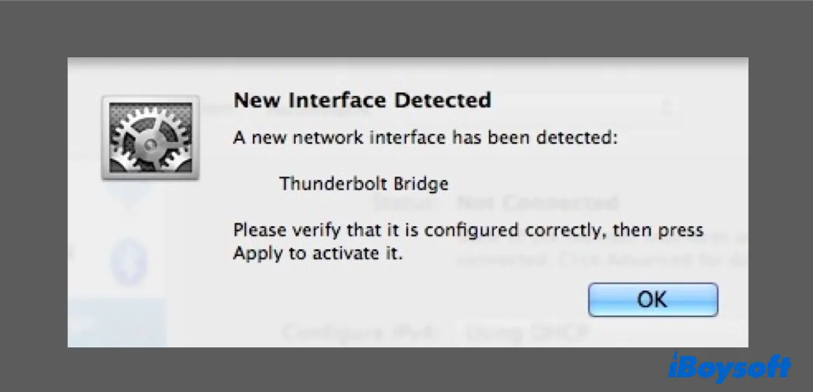New Interface Detected Thunderbolt Bridge